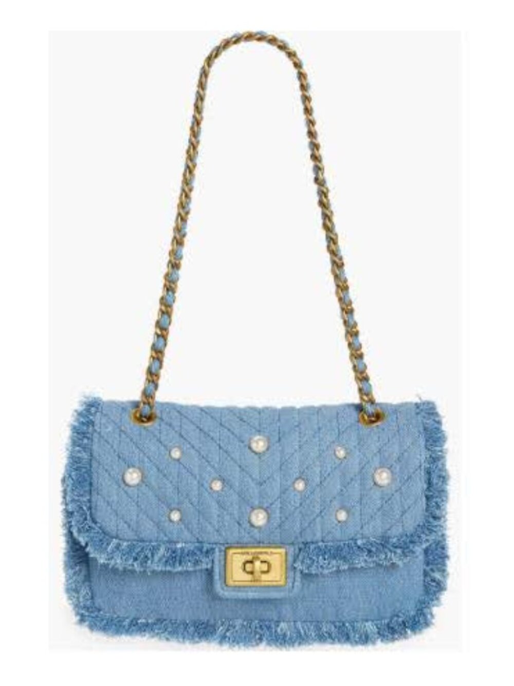 KARL LAGERFELD PARIS Medium Agyness Quilted Denim Convertible Shoulder Bag